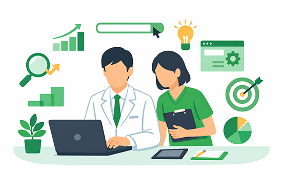 クリニック新規開業時における集患のためのSEO、MEO、生成AI対策のキモのイメージ