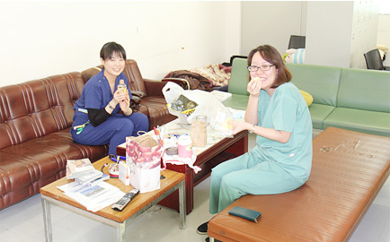 施設一角の休憩スペース